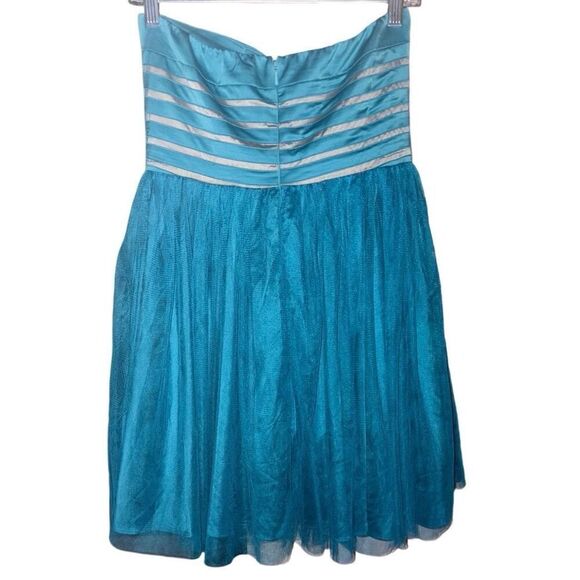 Vintage Cerulean Blue Corset & Tulle Strapless Dress - Picture 3 of 16